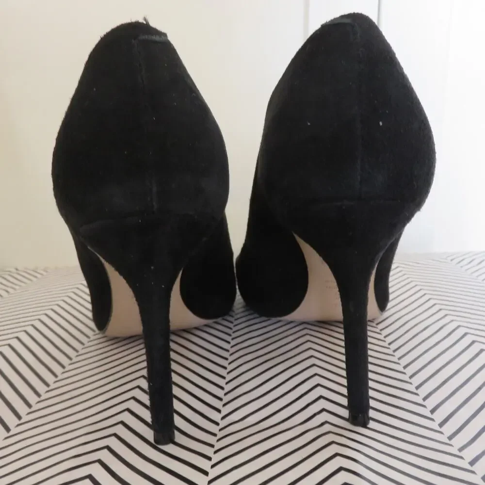 Schutz Lou Black Classic Suede Pump Stiletto Heel 7.5 Women's - Picture 3 of 9
